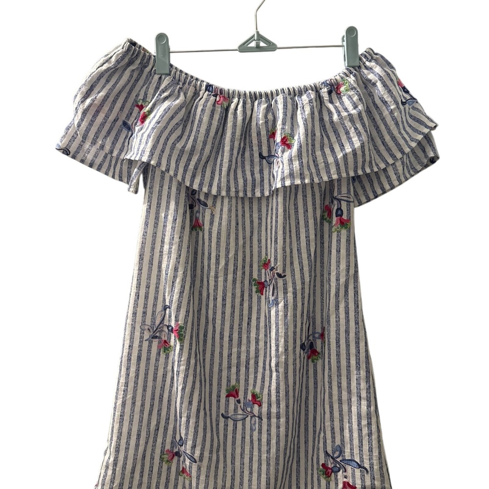 Miss Kelly 1999 Shift Dress Off Shoulder Coastal Southern Embroidered S/M